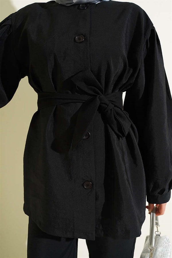 Buttoned Balloon Arm Parachute Double Set Black