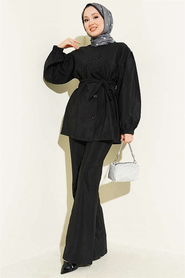 Buttoned Balloon Arm Parachute Double Set Black