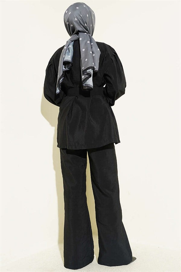Buttoned Balloon Arm Parachute Double Set Black