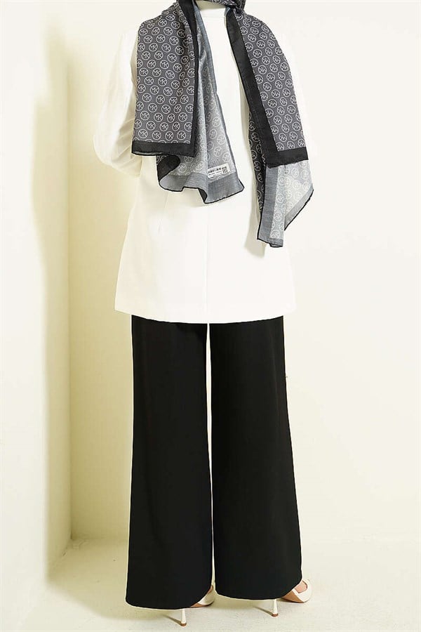 Buttoned Wide Leg Fabric Trousers Black
