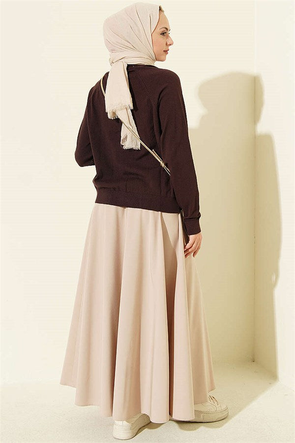 Buttoned Thin Knit Cardigan Dark Brown