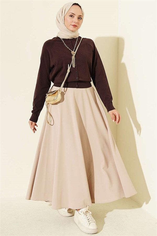Buttoned Thin Knit Cardigan Dark Brown