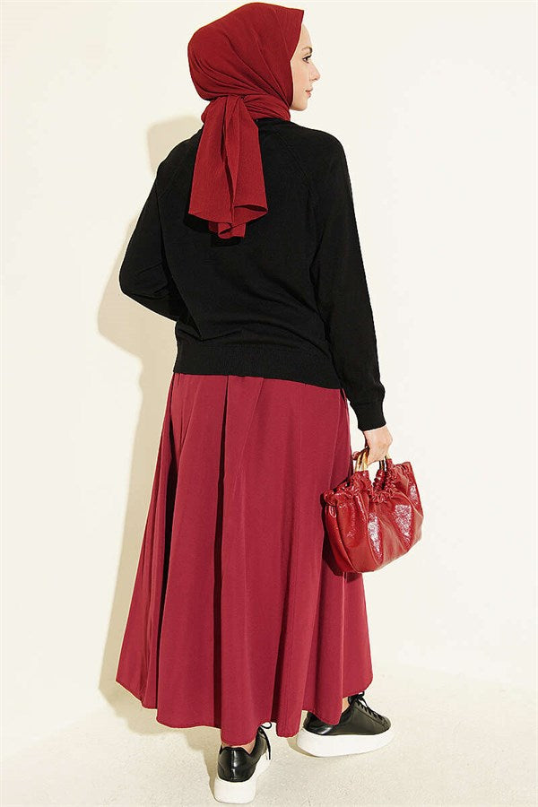 Buttoned Thin Knit Cardigan, Black