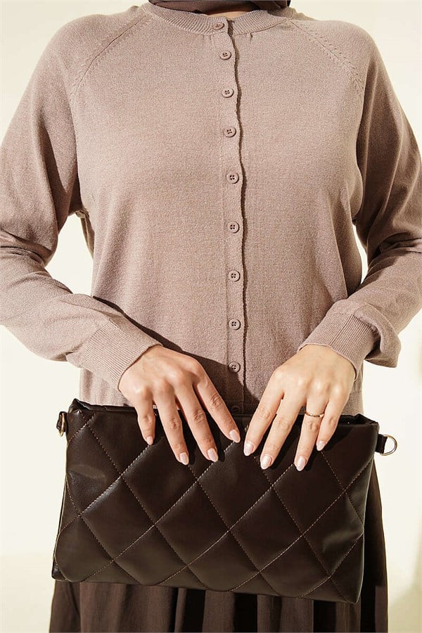 Buttoned Thin Knit Cardigan, Mink Color