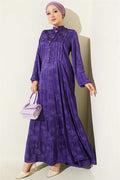 Buttoned Silk Satin Dress Purple