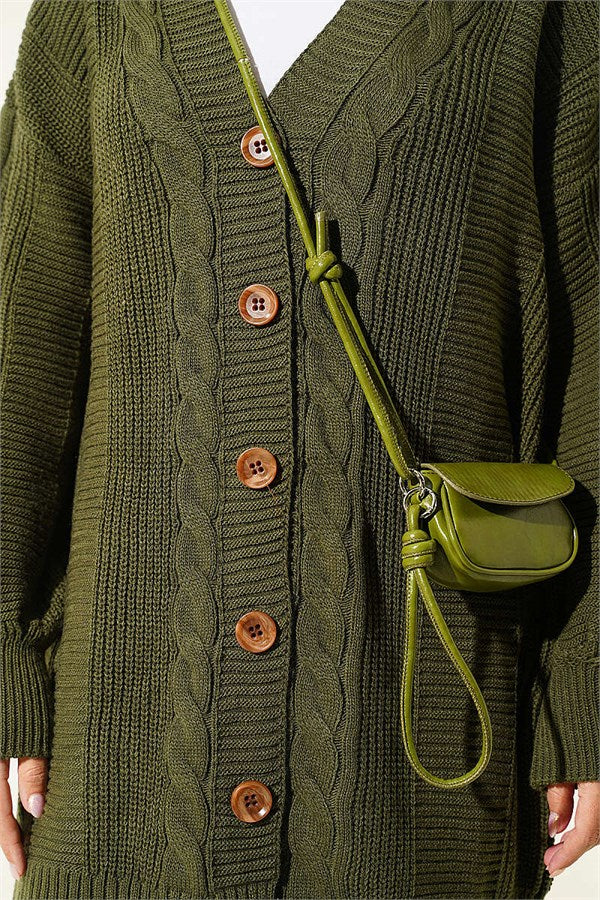Buttoned Knitted Cardigan, Khaki