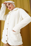 Buttoned Plush Cardigan Ecru