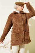Buttoned Plush Cardigan Mink