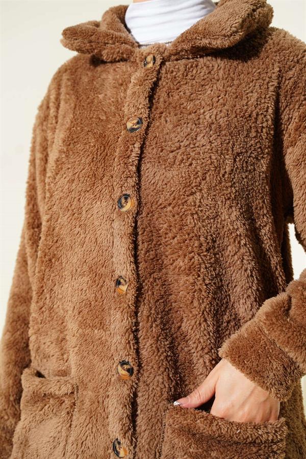 Buttoned Plush Cardigan Mink