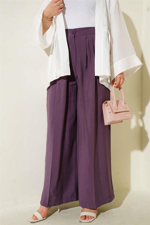 Buttoned Casual Trousers Purple
