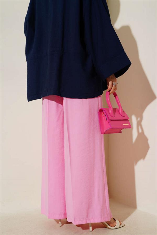 Pink Buttoned Casual Trousers
