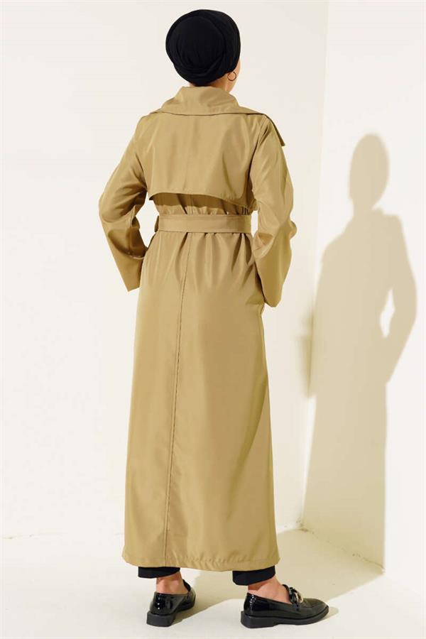 Buttoned Trench Coat Camel