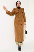 Buttoned Trench Coat Tan