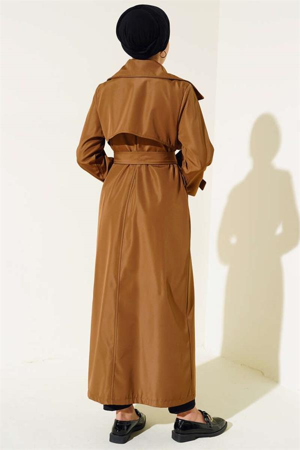 Buttoned Trench Coat Tan