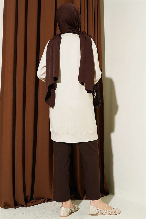 Buttonless Loose Cardigan, Beige