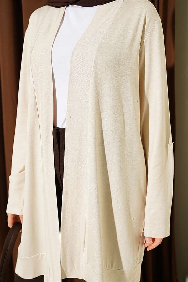 Buttonless Loose Cardigan, Beige