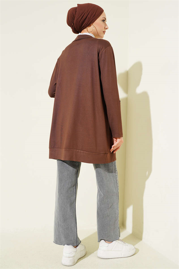 Buttonless Loose Cardigan, Brown