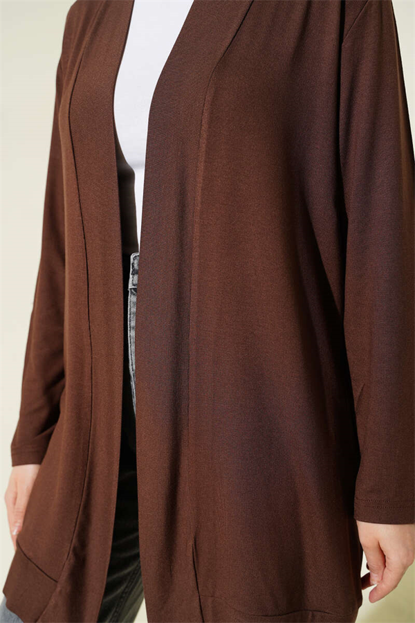 Buttonless Loose Cardigan, Brown