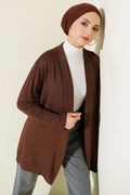 Buttonless Loose Cardigan, Brown