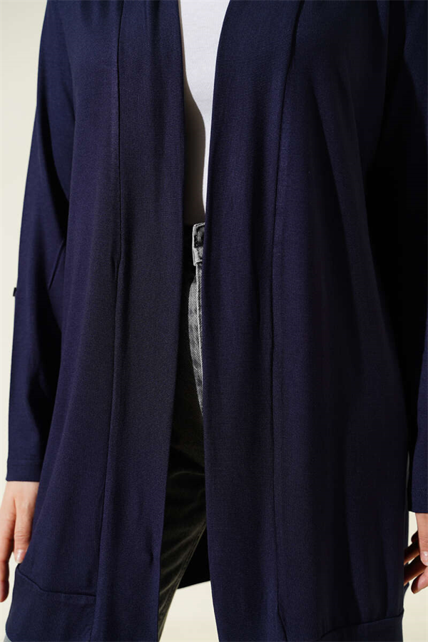 Buttonless Loose Cardigan Navy Blue