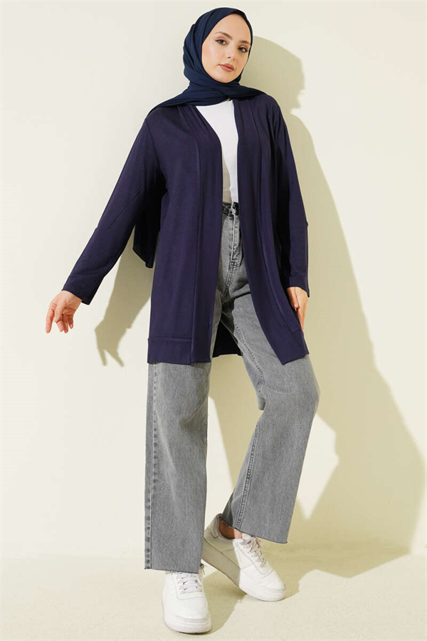Buttonless Loose Cardigan Navy Blue