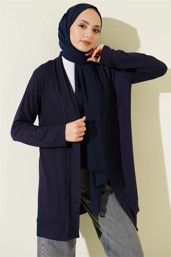 Buttonless Loose Cardigan Navy Blue