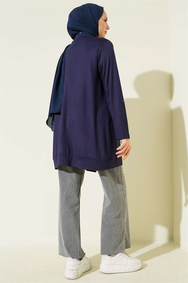 Buttonless Loose Cardigan Navy Blue
