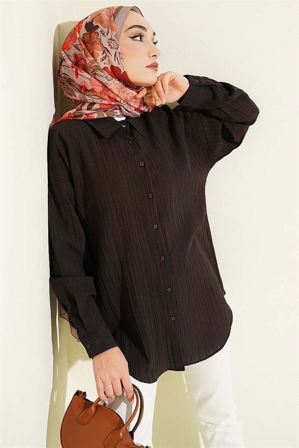 Low-Shouldered Tree Bark Shirt, Coffee