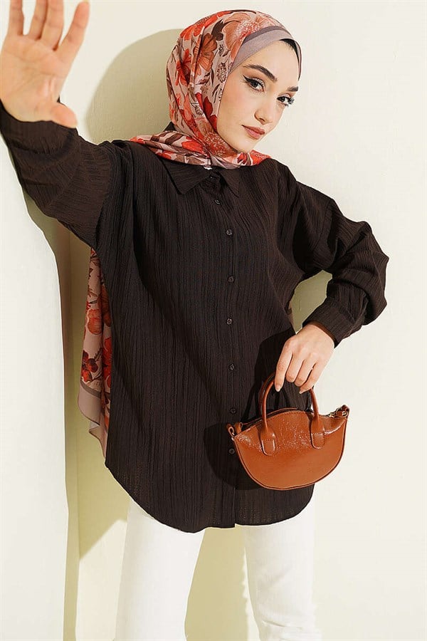 Low-Shouldered Tree Bark Shirt, Coffee
