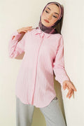 Pink Off-Shoulder Tree Bark Shirt