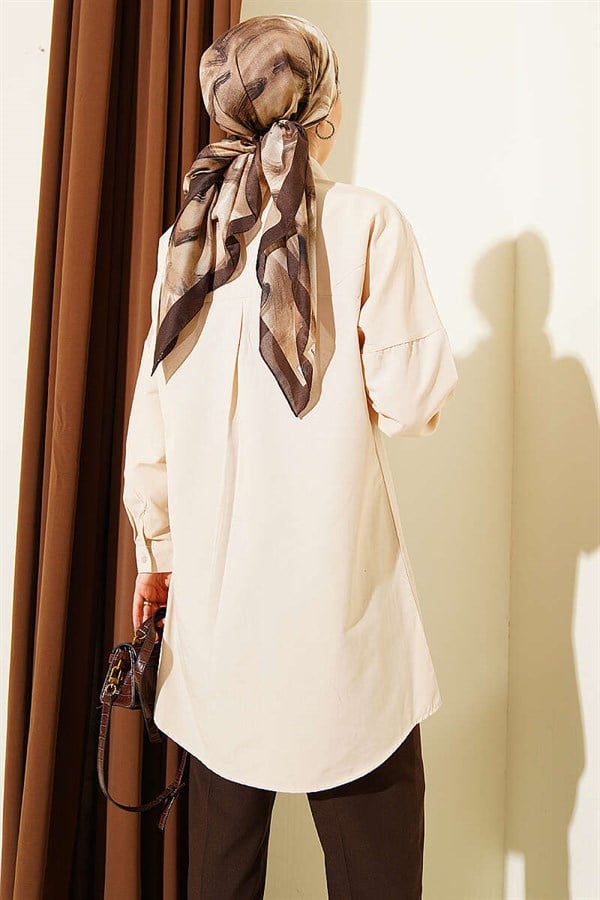 Dropped Shoulder Plain Shirt Beige