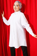 White Dropped Shoulder Plain Shirt
