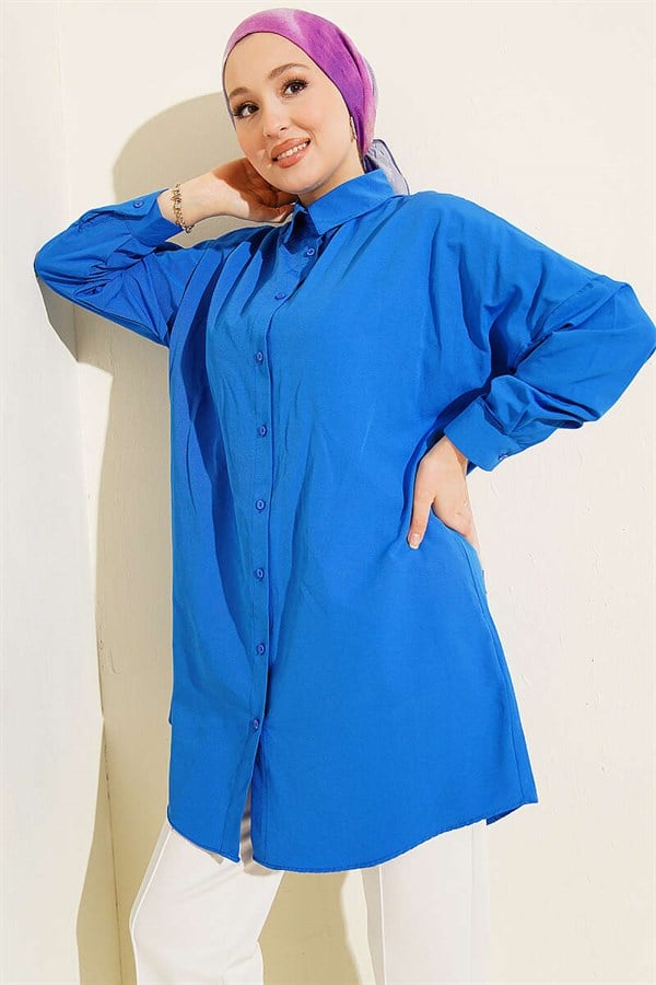 Dropped Shoulder Plain Shirt Saks
