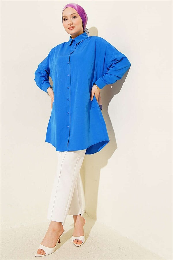 Dropped Shoulder Plain Shirt Saks