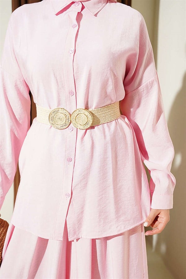 Pink Off-Shoulder Modal 2 Piece Set