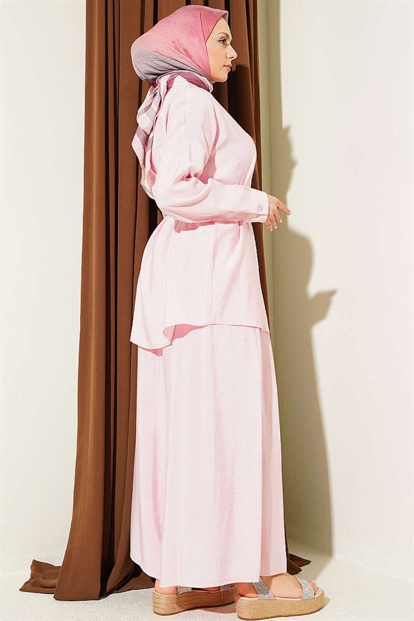 Pink Off-Shoulder Modal 2 Piece Set