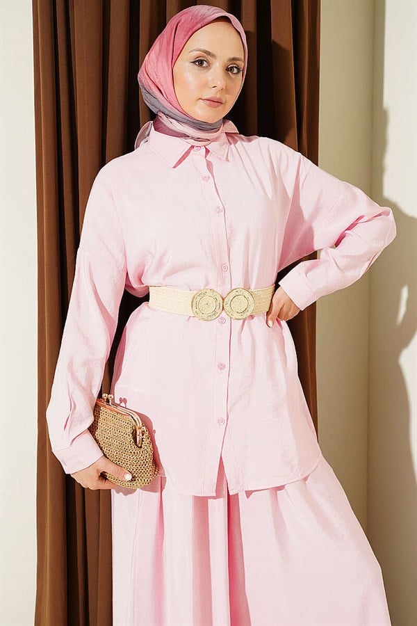 Pink Off-Shoulder Modal 2 Piece Set