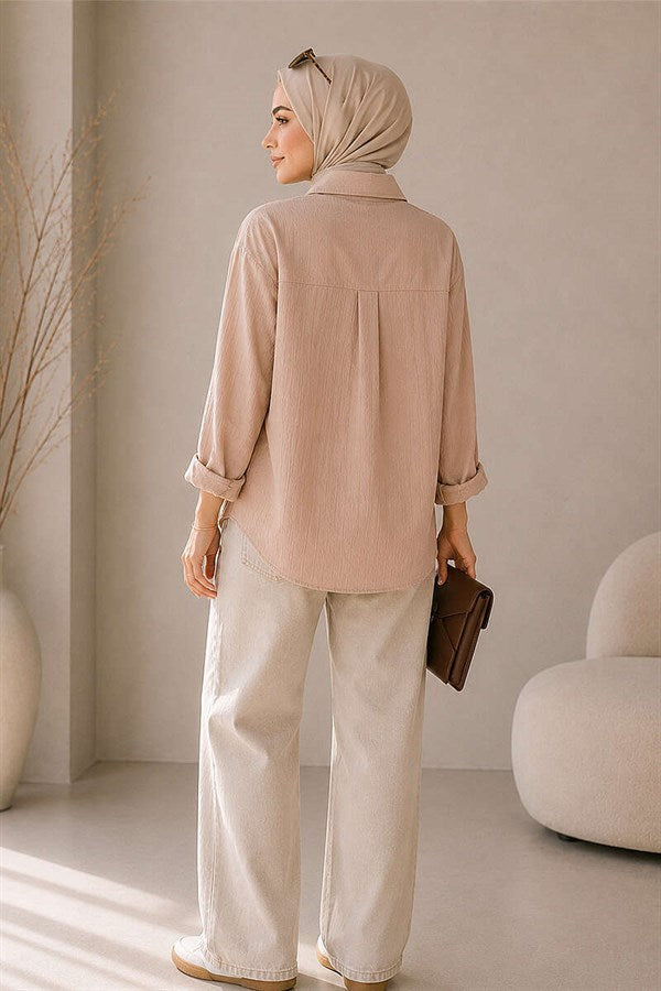 Loose-fitting Off-Shoulder Shirt Latte
