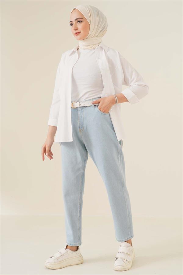 Plain Boyfriend Ice Blue Trousers