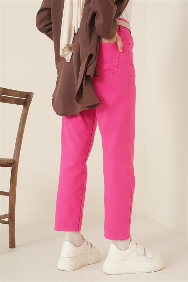 Plain Boyfriend Fuchsia Trousers