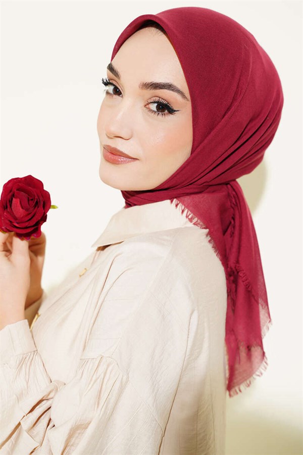 Plain Flamboyant Cotton Scarf Burgundy