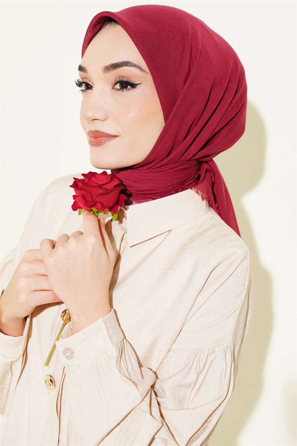 Plain Flamboyant Cotton Scarf Burgundy