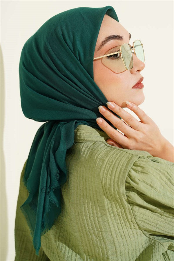 Plain Flamu Cotton Scarf Emerald