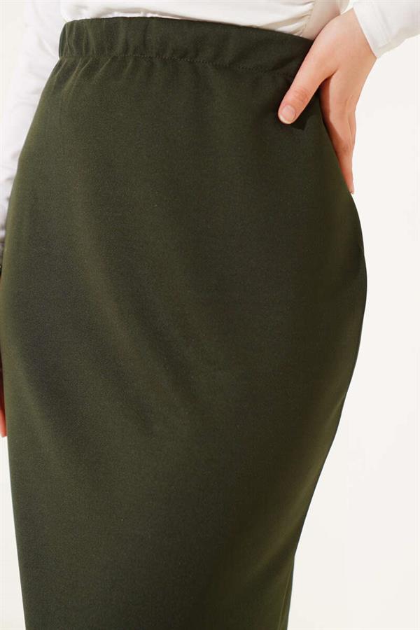 Plain Khaki Pencil Skirt