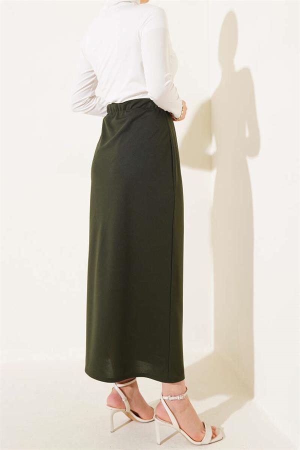 Plain Khaki Pencil Skirt