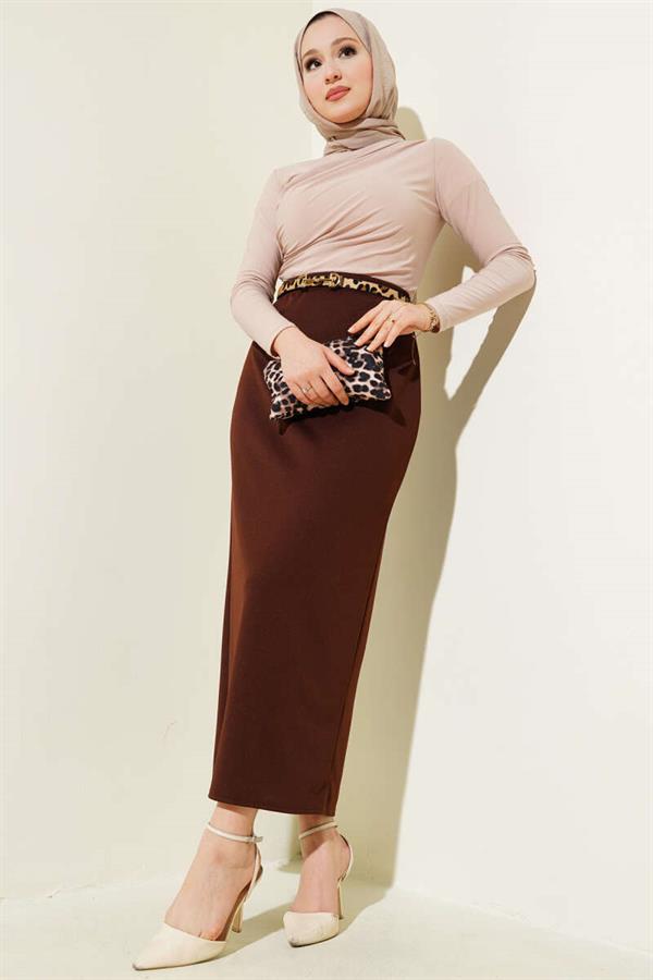 Plain Brown Pencil Skirt