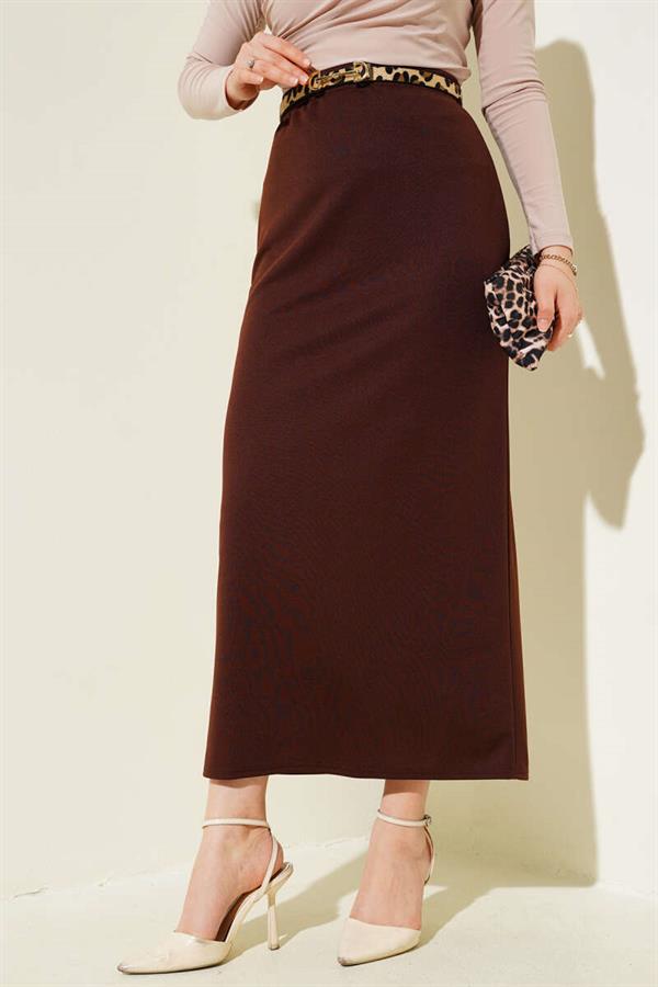 Plain Brown Pencil Skirt