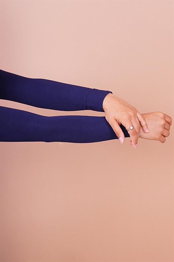 Plain Model Navy Blue Hijab Sleeve