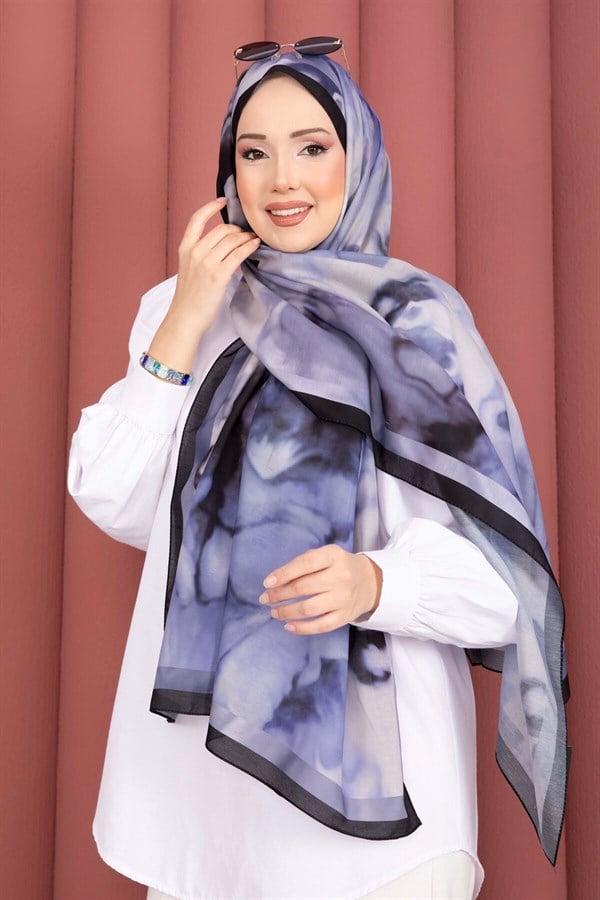 Ebru Pattern Scarf Series Lilac