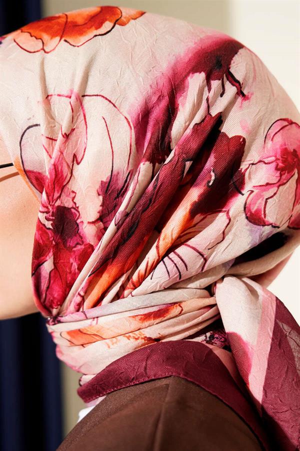 Marbled Floral Bamboo Knit Scarf Burgundy